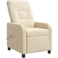 vidaXL Fauteuil de relaxation de massage, couleur crème, revêtement en tissu