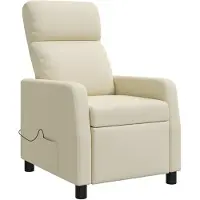 vidaXL Fauteuil de relaxation de massage, couleur crème, revêtement en similicuir, marque