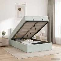 Prolenta Lit Ottoman exclusif avec matelas, couleur gris clair, 120 x 190 cm, revêtement en velours