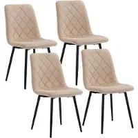 Relaxdays , ensemble de 4 chaises de salle à manger, en velours, avec pieds en métal, capacité de 120 kg, idéales pour le salon et la cuisine, chaise de cuisine rembourrée, couleur beige