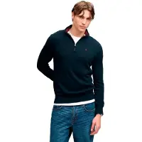 Superdry pour homme. M6110768A Sweat Prep Essential Half bleu marine (S), Casuel, Coton