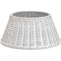 Spies Online Panier en rotin blanc pour sapin de Noël, diamètre 56 x 22 cm – Nappe de sapin tressée – Panier décoratif pour sapin de Noël – Blanc