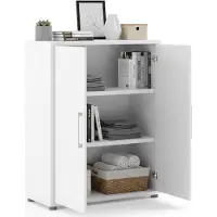 Dmora Warszawa - Buffet, 89x40x113h cm Blanc, 2 Étagères
