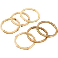 Semoic Rond de serviette en bambou fait main, support rustique naturel