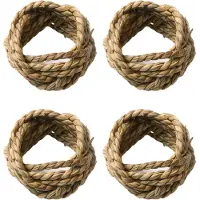 Semoic Rond de serviette en rotin naturel tissé à la main en paille Wester