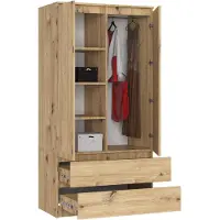 RAUMHIRSCH FURNITURE Armoire raumhirsch S90, 90 cm de large, avec 2 portes, 2 tiroirs, et une hauteur de 180 cm. Marque : CLP