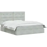 vidaXL Lit coffre à LED avec matelas, gris clair, 180 x 200 cm, velours