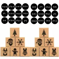 Sonstiges Calendrier de l'Avent à remplir, 24 pièces, en papier kraft avec autocollants numérotés, dimensions : 10x10x6,3 cm