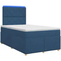 vidaXL Lit boxspring avec matelas avec tête de lit bleu 120 x 200 cm Tissu