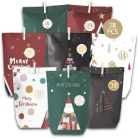 Sonstiges Kit pour créer un calendrier de l'Avent personnalisé : 28 sachets en papier avec des autocollants numérotés, des pinces en bois et du fil de jute