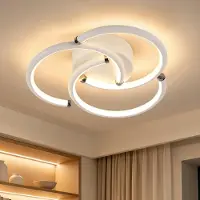 ZMH Plafonnier LED pour cuisine, 24W, 3000K. Lampe pour chambre, cuisine, couloir. Design en anneaux, couleur blanche. Convient pour salle à manger, chambre d'enfant, bureau