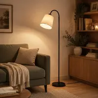 ZMH Lampe sur pied pour salon, lampe d'appoint de 160 cm, abat-jour beige pivotant à 360°, lampe de chambre avec interrupteur au pied, douille E27, lampe de lecture pour chambre d'enfant