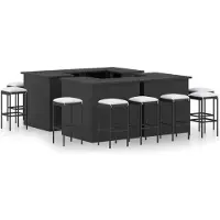 Prolenta Maison Exclusive - Ensemble de jardin en résine tressée noire, 16 pièces, avec coussins
