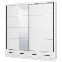 Dmora Copala - Armoire 2 Portes, 205x216h cm Blanc Mat, 4 Tablettes