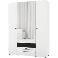 Dmora Watamu - Grande Garde-Robe, 155x208h cm Blanc Mat, 6 Étagères