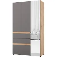Dmora Garde-robe - 3 Portes, 117x52 cm Noir Anthracite, Portemanteau