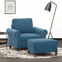 Prolenta Maison Exclusive - Fauteuil avec repose-pieds bleu, 60 cm, velours