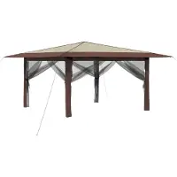 Syfax Pavillon avec quatre parois, dimensions 4 x 4 mètres, couleur crème et marron