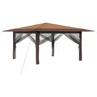 vidaXL , pavillon avec 4 parois, dimensions 4 x 4 mètres, couleur beige et marron