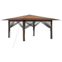 Syfax Pavillon avec quatre parois, dimensions 4 x 4 mètres, couleur beige et marron