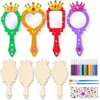 Sonstiges Kit de fabrication de miroirs en bois àReproductioner pour enfants, 12 pièces, miroirs de princesse, loisirs créatifs