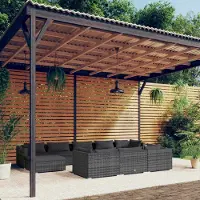 Prolenta Maison Exclusive - Ensemble salon de jardin 10 pièces avec coussins gris en polyrotin