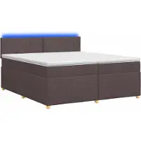 Syfax Lit Boxspring avec matelas Marron foncé 200 x 200 cm Tissu