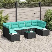 Prolenta Maison Exclusive - Ensemble de canapé 8 pièces, couleur noire [Matériau synthétique] : rotin synthétique