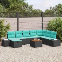 Prolenta Maison Exclusive - Ensemble de canapé de jardin, 9 pièces, en résine tressée noire