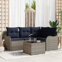 Prolenta Maison Exclusive - Ensemble canapé de jardin gris en polyrotin