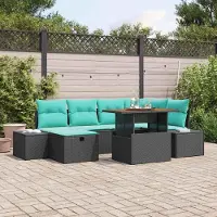 Prolenta Maison Exclusive - Ensemble de canapé de jardin, 7 pièces, en résine tressée noire