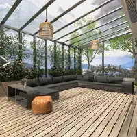 Prolenta Maison Exclusive - Ensemble de salon de jardin 11 pièces avec coussins, en rotin synthétique gris
