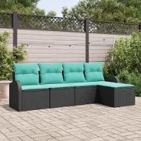 Prolenta Maison Exclusive - Ensemble de salon 5 pièces, en résine tressée noire et turquoise
