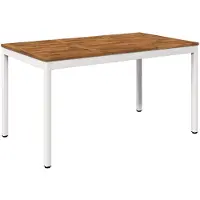 vidaXL Table de jardin, couleur naturelle et blanche, dimensions 141 x 80,5 x 75 cm