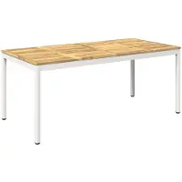 vidaXL Table de jardin blanche, 147 x 88,5 x 75 cm, en bois d'acacia massif