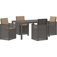 Syfax Ensemble de jardin avec coussins (5 pièces) gris clair et taupe PP