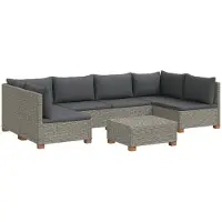 vidaXL Ensemble de salon en rotin naturel GENDT, 7 pièces, avec coussins, couleur gris