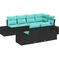 vidaXL Ensemble de canapés de jardin , 7 pièces, noir, en résine tressée