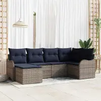 Prolenta Maison Exclusive - Ensemble canapé de jardin gris en polyrotin