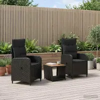 Prolenta Maison Exclusive - Ensemble de salon de jardin, 3 pièces, noir, 45 x 45 x 40 cm