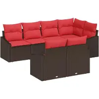 vidaXL Ensemble de salon , 7 pièces, marron [Matériau synthétique] : rotin synthétique