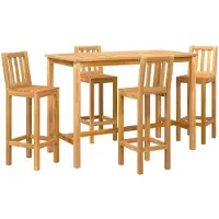 Syfax Ensemble de bar d'extérieur, 5 pièces, en bois d'acacia massif, finition naturelle