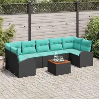 Prolenta Maison Exclusive - Ensemble de canapés de jardin, 8 pièces, en résine tressée noire et turquoise