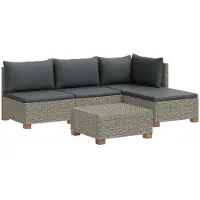 vidaXL Ensemble de salon de jardin en rotin, 5 pièces, avec coussins, modèle GENDT, rotin naturel, couleur gris