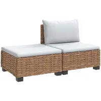 vidaXL : Ensemble de salon de jardin en rotin avec coussins, modèle GENDT, rotin naturel. (Quantité : 2 pièces)