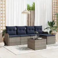 Prolenta Maison Exclusive - Ensemble canapé de jardin gris en polyrotin