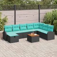 Prolenta Maison Exclusive - Ensemble de canapé de jardin, 9 pièces, en résine tressée noire