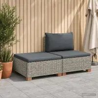 Prolenta Ensemble de salon en rotin naturel "Kubu" gris, comprenant 2 fauteuils, avec coussins. Marque : GENDT