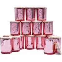 Semoic 16 Pots à Bougies Épais pour la Fabrication de Bougies, Récipients en Verre Vides avec Couvercles en Bois, Coupelles pour Bougies D'Aromathérapie