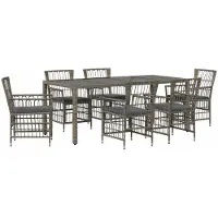 Syfax Ensemble de jardin en résine tressée, 7 pièces, couleur gris